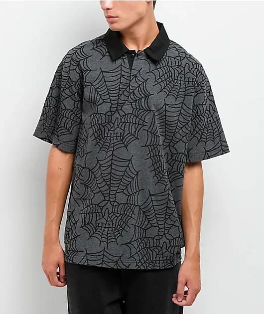 Web Skull Grey Rugby Shirt — image 1 of 1