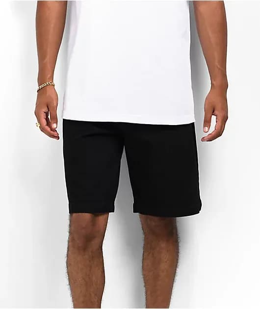Wingville Black Denim Loose Fit Skate Shorts — image 1 of 1