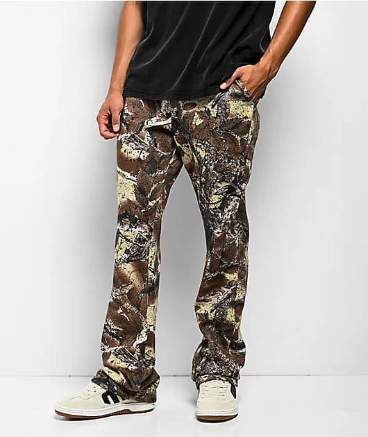 Woodland Camo Stacked Flare Sweatpants — image 1 of 1
