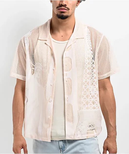 World Tour Lace Short Sleeve Button Up Shirt — image 1 of 1