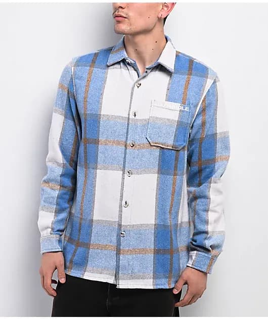 Woven Blue Plaid Flannel Shirt — image 1 of 1
