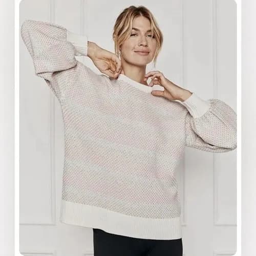 The Coziest Cashmere Blend Soft Stripe Sweater - Pastel Soft Stripe — image 1 of 1